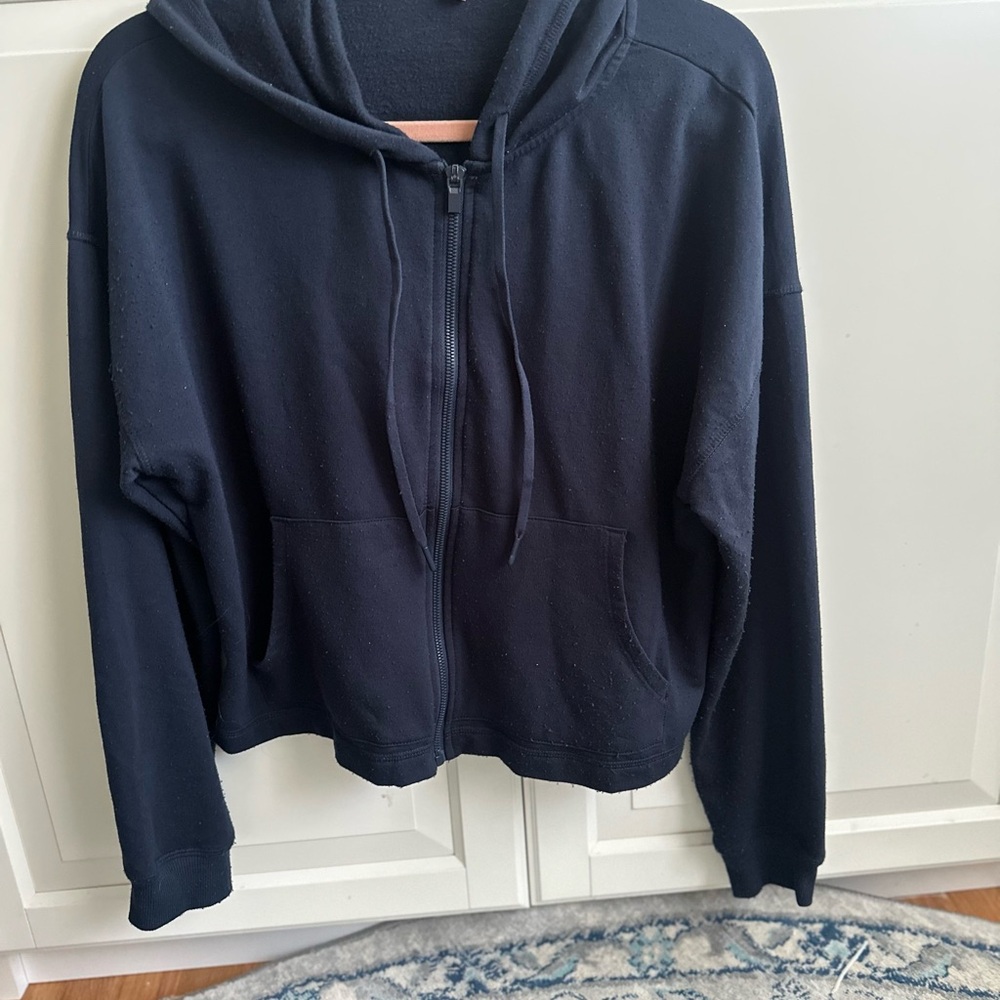 Navy 90 degree Zip-Up Hoodie